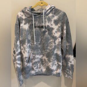 Daydreamer Gray & White Tie-Dye Hoodie with Logo